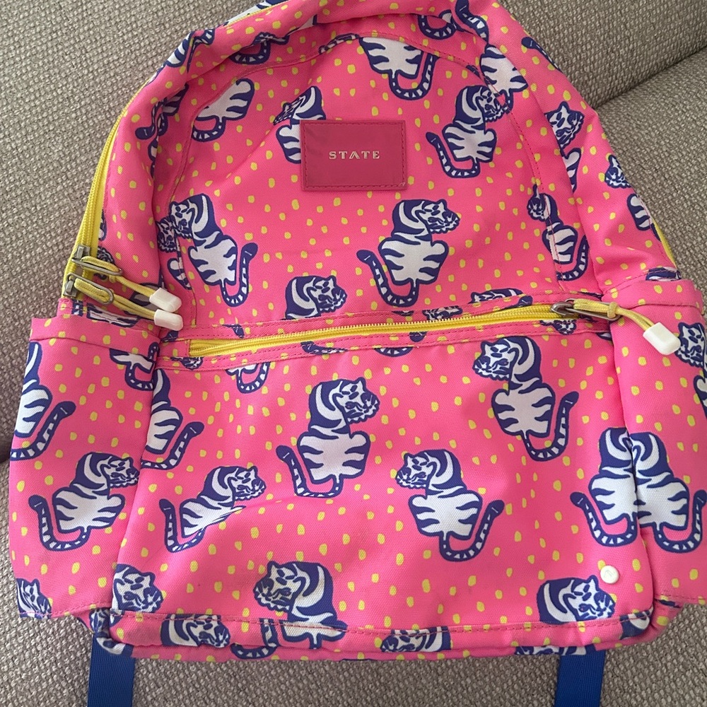 STATE Pink and Yellow Zebra Print Bag